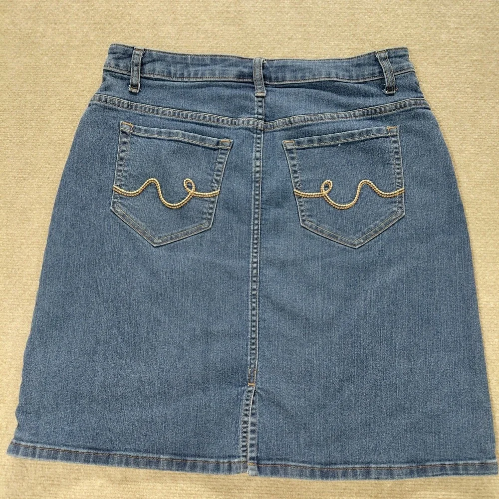 Lee Riders Mid Rise Casual Skirt Women's 12 med Skirt Blue Jean Denim Stretch